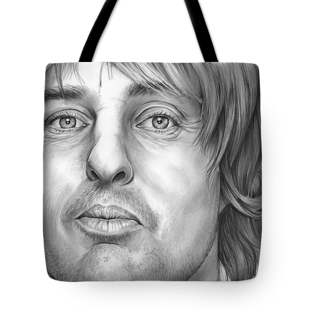 Actor Owen Wilson Portrait Tote Bag featuring the drawing Owen Wilson by Greg Joens