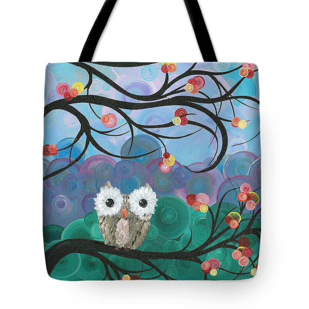 Owls Tote Bag featuring the painting Owl Expressions - 03 by MiMi Stirn