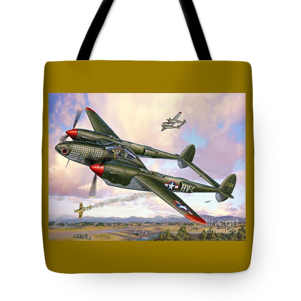 P-38F Lightning Sicilian Summer Tote Bag by Stu Shepherd - Fine Art America