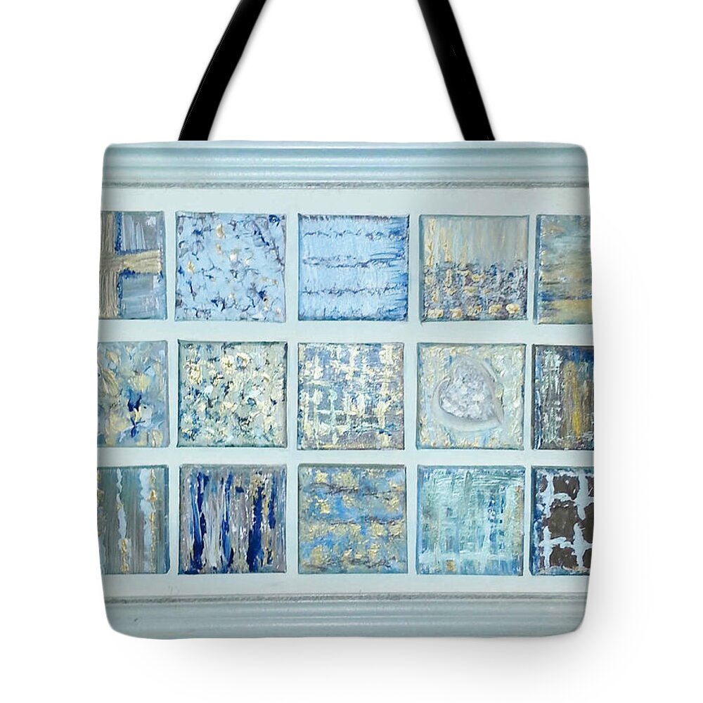 Abstract Paintings Tote Bag featuring the painting P2P-2 bleuse by KUNST MIT HERZ Art with heart