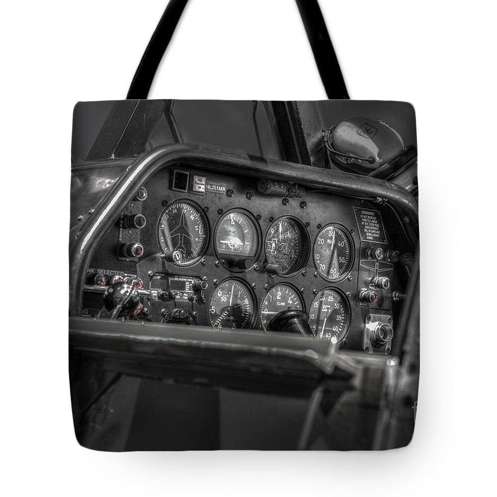Cockpit Tote Bag featuring the photograph P51 Mustang Cockpit by Dale Powell