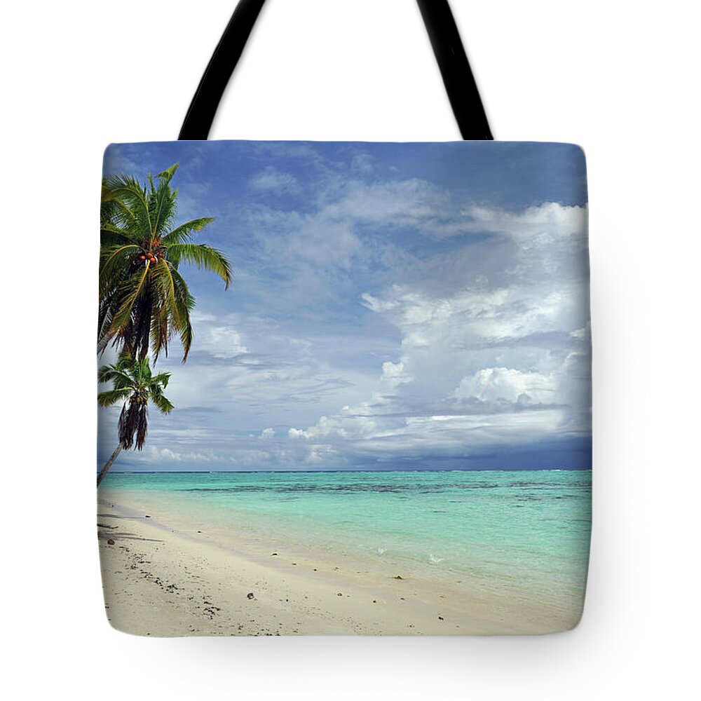 Atoll Tote Bag featuring the photograph Pacific Beach by Oversnap