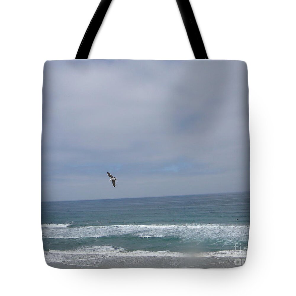 Sea Gull In Flight Tote Bag featuring the photograph Pacific Coast Flight by Mary Gonzales