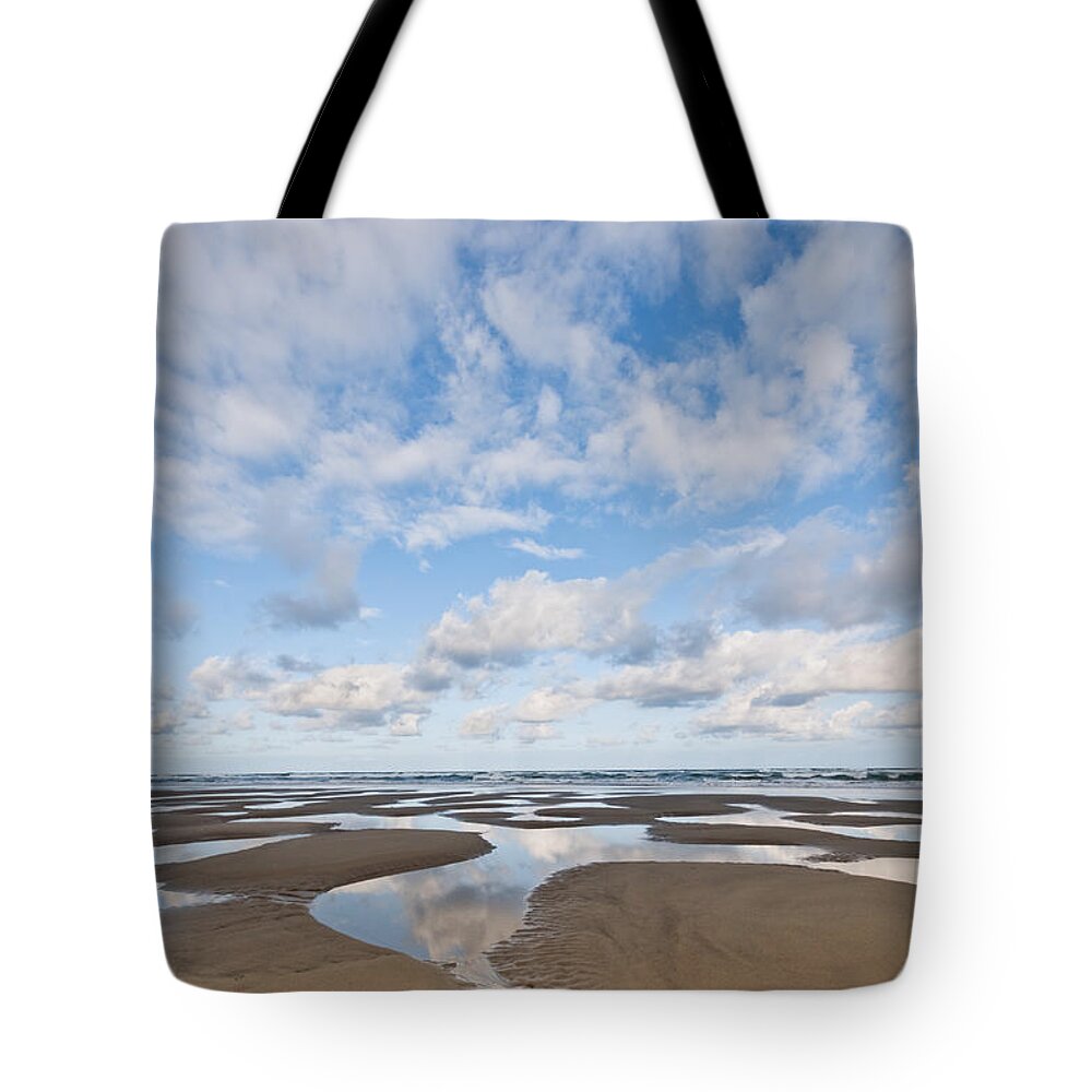 Beach Tote Bag featuring the photograph Pacific Ocean Beach at Low Tide by Jeff Goulden