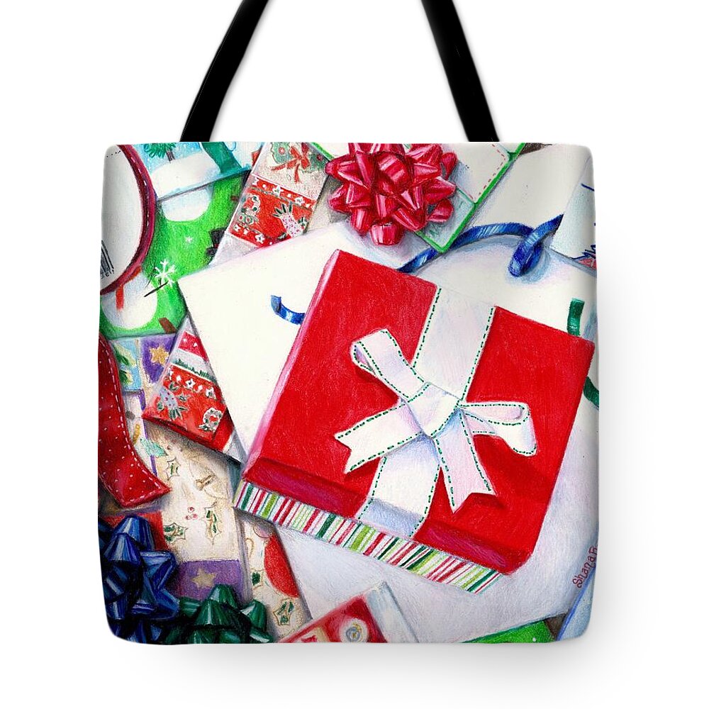 Package Tote Bag featuring the drawing Packages boxes and bags by Shana Rowe Jackson