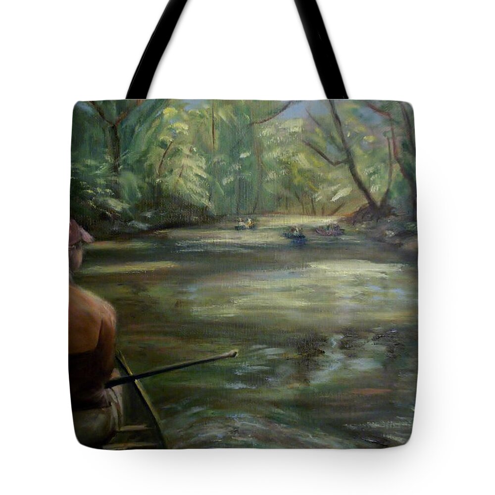Canoe Tote Bag featuring the painting Paddle Break by Donna Tuten