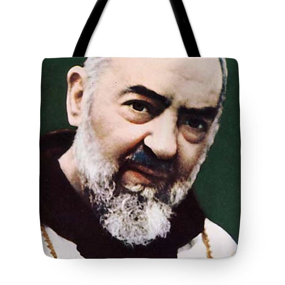 Prayer Tote Bag featuring the photograph Padre Pio by Archangelus Gallery