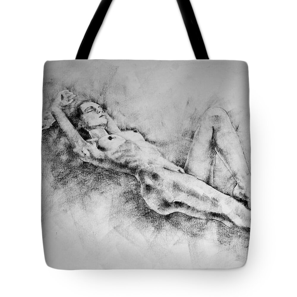 Erotic Tote Bag featuring the drawing Page 15 by Dimitar Hristov