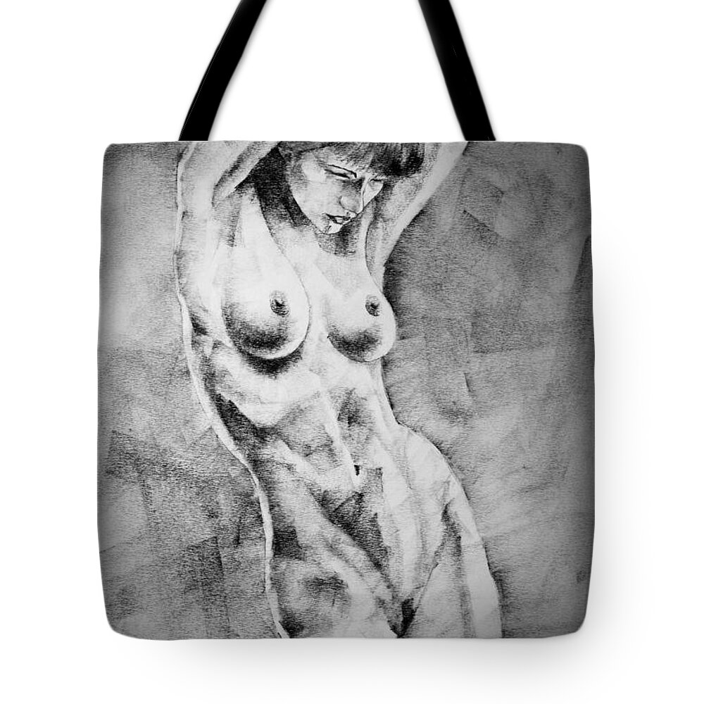 Erotic Tote Bag featuring the drawing Page 17 by Dimitar Hristov