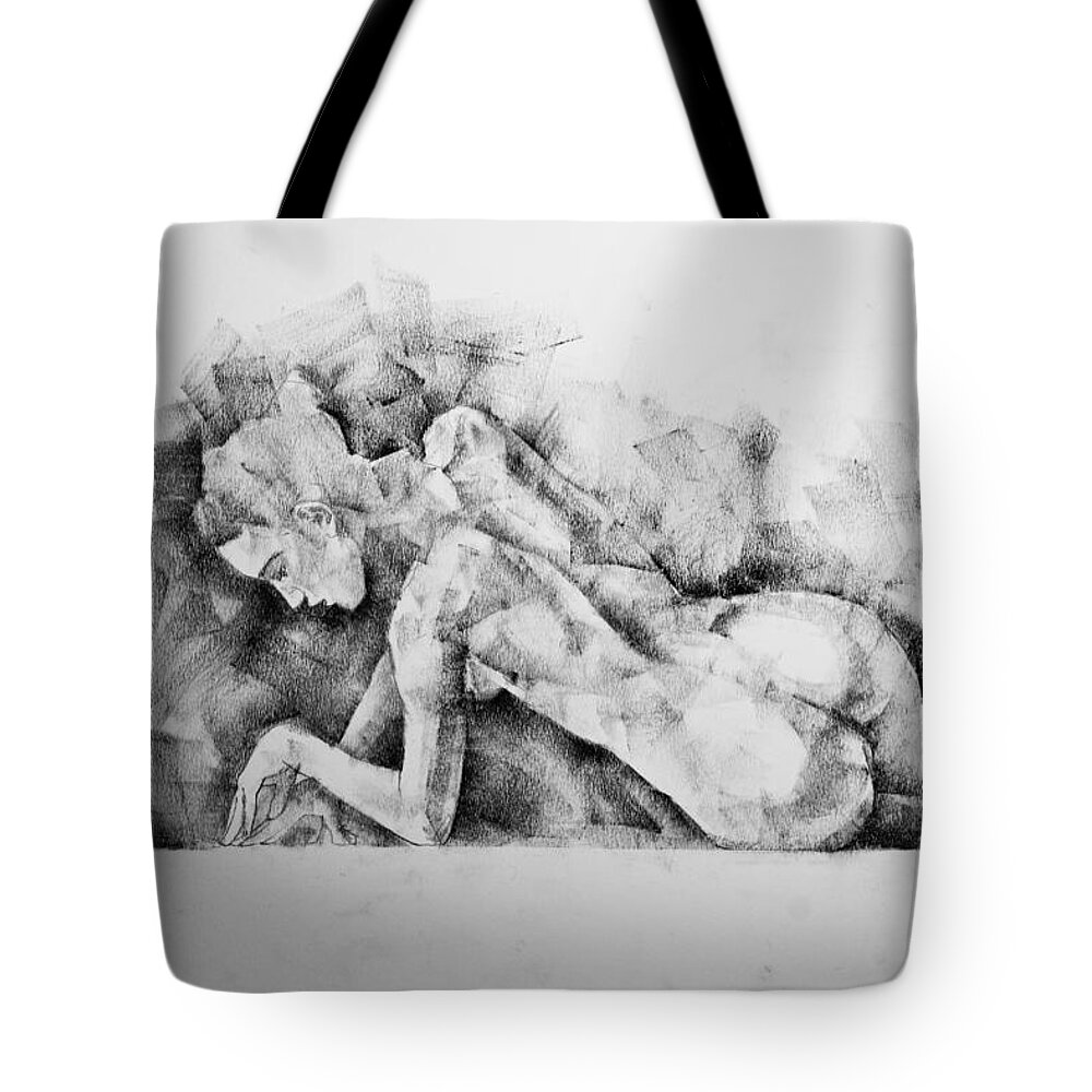 Erotic Tote Bag featuring the drawing Page 7 by Dimitar Hristov