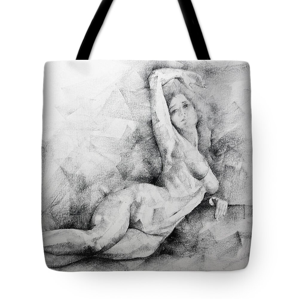 Erotic Tote Bag featuring the drawing Page 8 by Dimitar Hristov