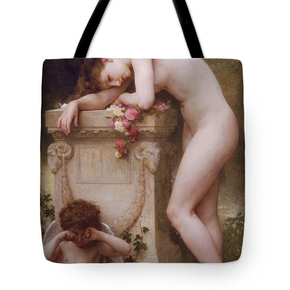 Pain Tote Bag featuring the painting Pain of Love by William Adolphe Bouguereau