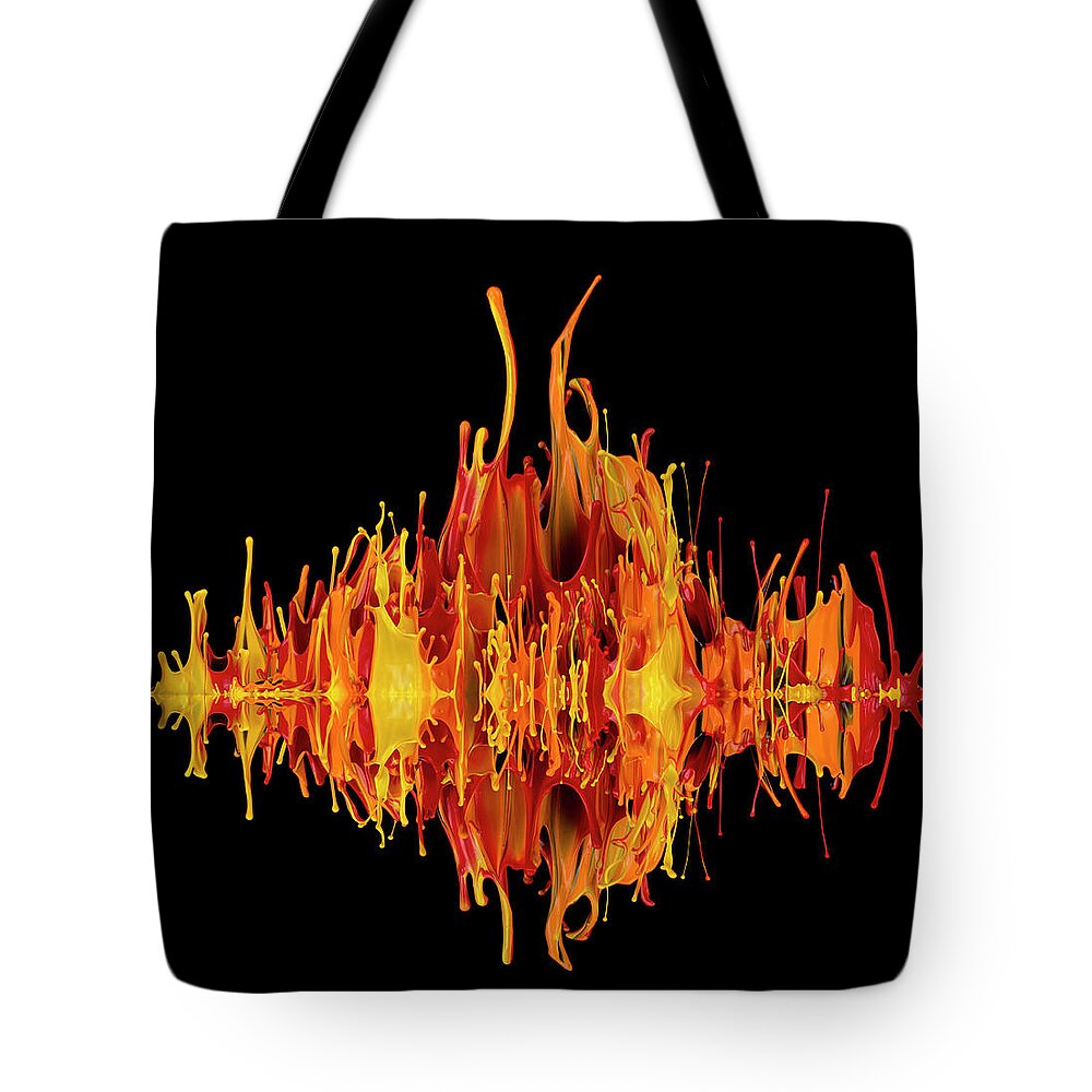 Sound Wave Tote Bag featuring the photograph Paint Sculpture, Look Of Fire by Don Farrall