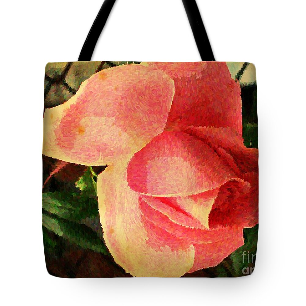 Digital Art Tote Bag featuring the photograph Painted Rose by Judy Palkimas