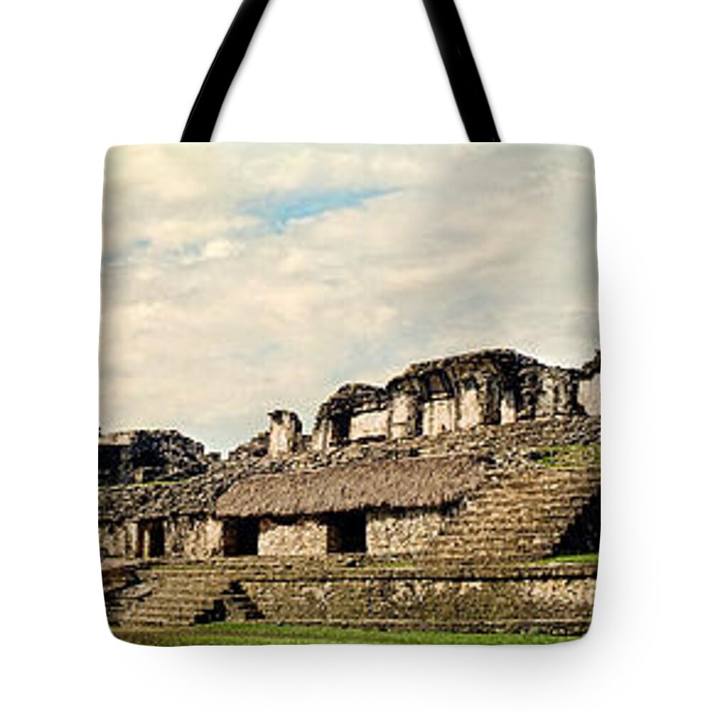 Palenque Tote Bag featuring the photograph Palenque Panorama Unframed by Weston Westmoreland