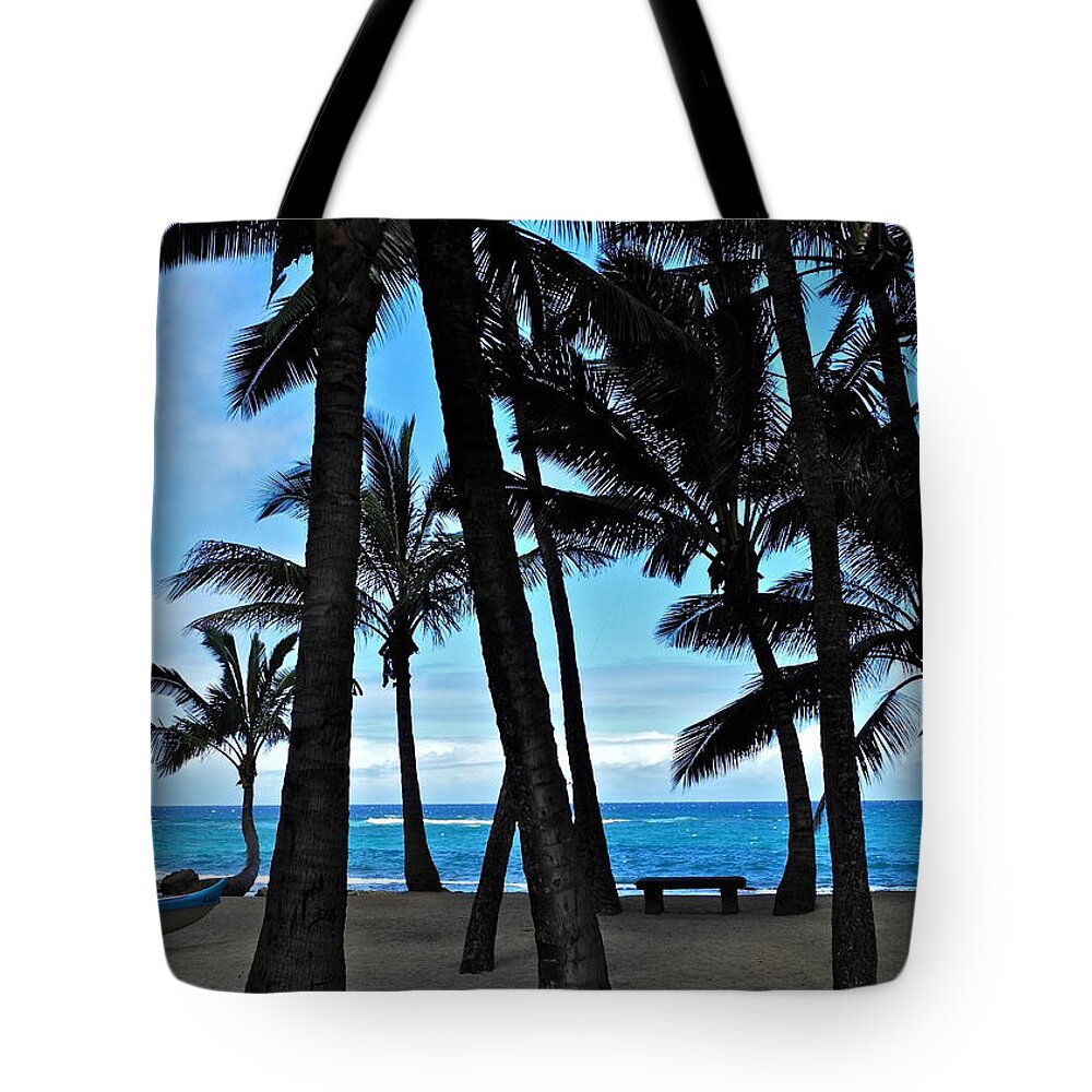 Palm Tree Silhouettes Tote Bag featuring the photograph Palm Tree Silhouettes by Kirsten Giving