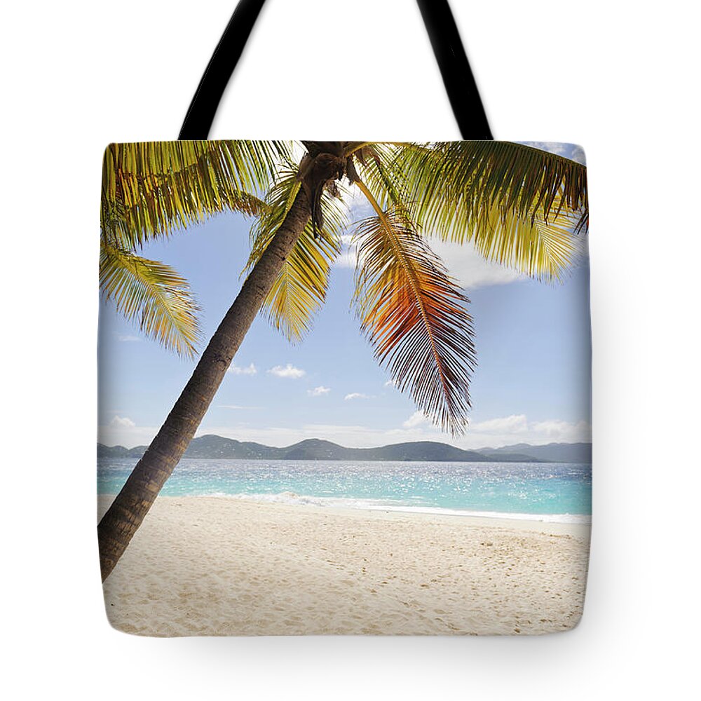 Tranquility Tote Bag featuring the photograph Palms Over Sandy Beach by Johner Images