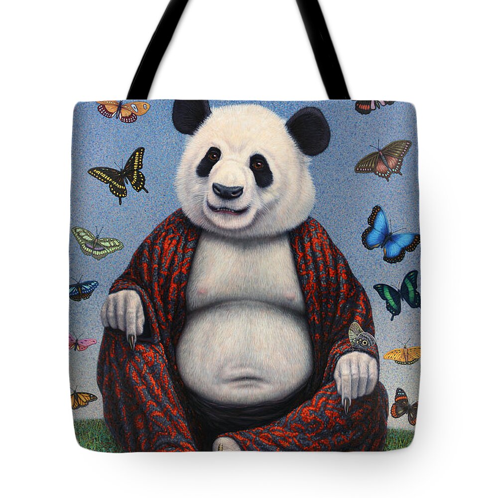 Panda Tote Bag featuring the painting Panda Buddha by James W Johnson