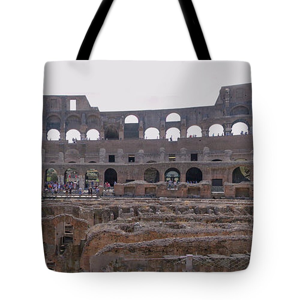Panoramic Tote Bag featuring the photograph Panoramic View of the Colosseum by Allan Levin