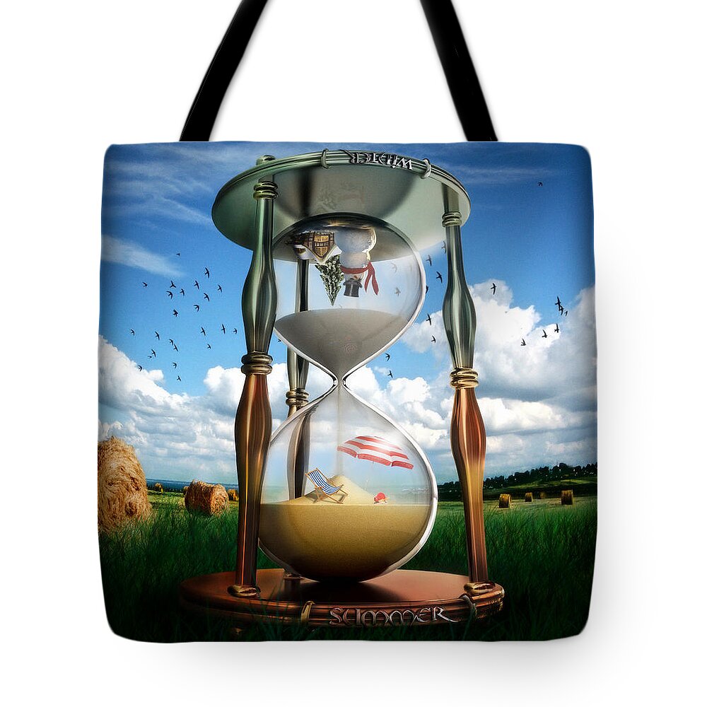 Hourglass Tote Bag featuring the digital art Parallel and Complementary by Alessandro Della Pietra