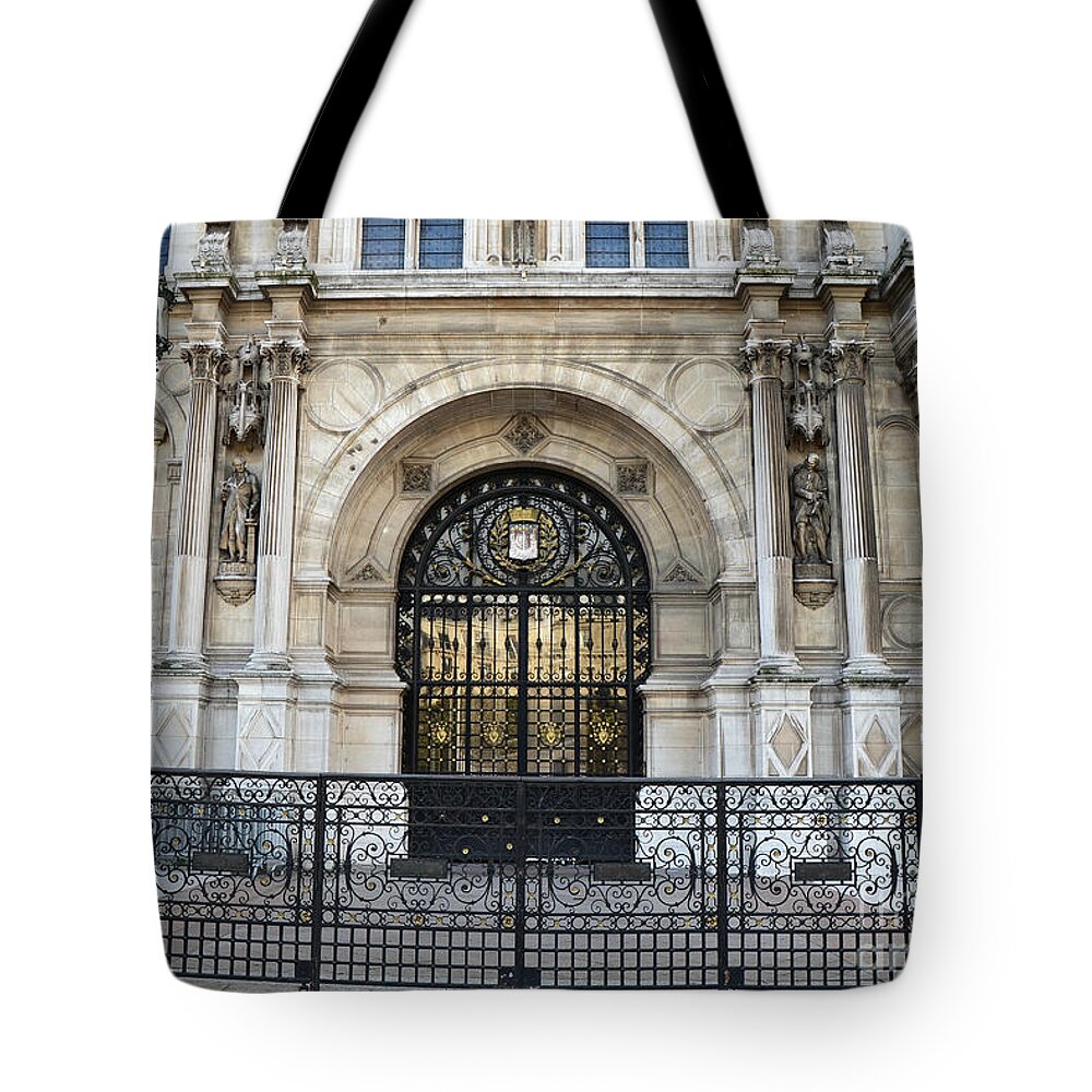 Paris Tote Bag featuring the photograph Paris Hotel De Ville Architecture Door - Hotel DeVille Art Deco Art Nouveau by Kathy Fornal