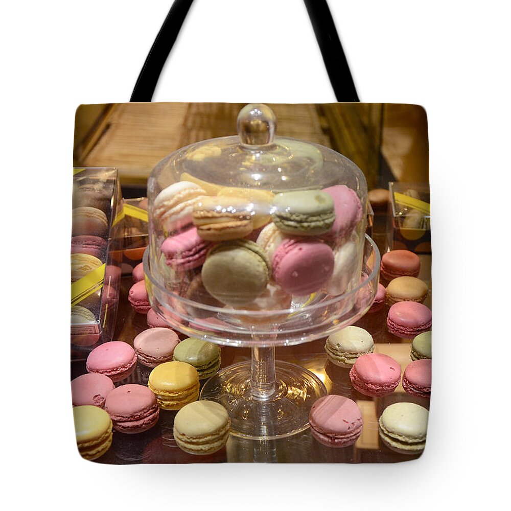 Paris Macarons Tote Bag featuring the photograph Paris Macarons Patisserie Bakery - Paris Macarons Desserts Food Photography by Kathy Fornal