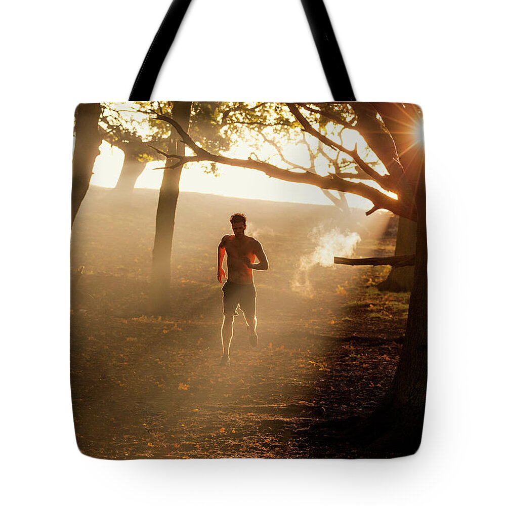 Dawn Tote Bag featuring the photograph Park Fitness by John And Tina Reid