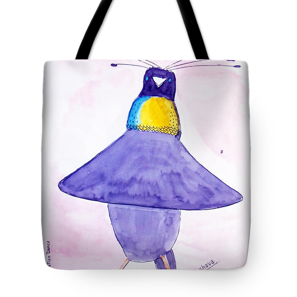 Parotia Tote Bag featuring the painting Parotia Dancing - Bird of Paradise by Keshava Shukla