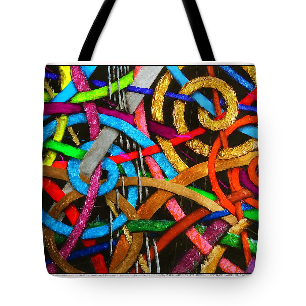 Acrylic Tote Bag featuring the painting Particle Track Thirty-six by Scott Wallin