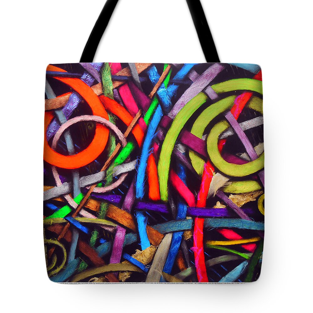 Abstract Tote Bag featuring the painting Particle Track Thirty-two by Scott Wallin
