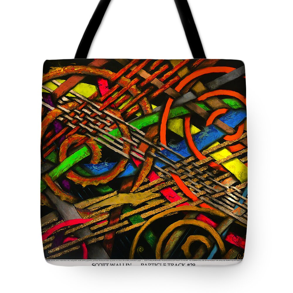 Brilliant Color Abstraction Tote Bag featuring the painting Particle Track Twenty-nine by Scott Wallin