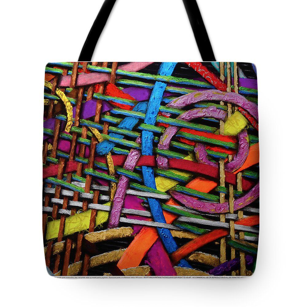 Abstract Tote Bag featuring the painting Particle Track Twenty-six by Scott Wallin