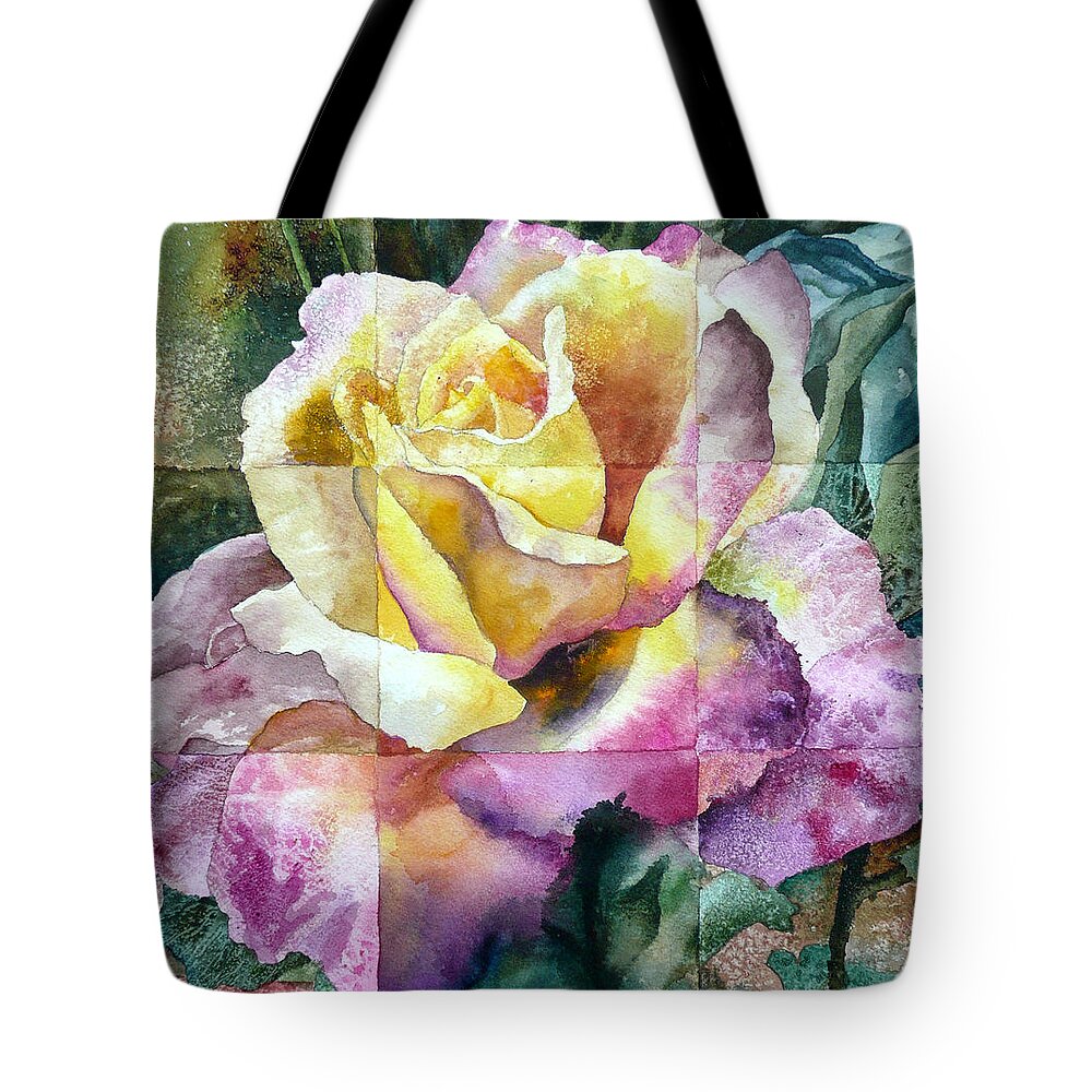 Rose Painting Tote Bag featuring the painting Partitioned Rose by Anne Gifford