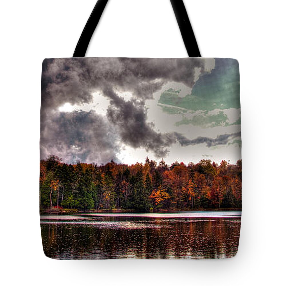 Adirondack's Tote Bag featuring the photograph Passing Storm over Cary Lake by David Patterson