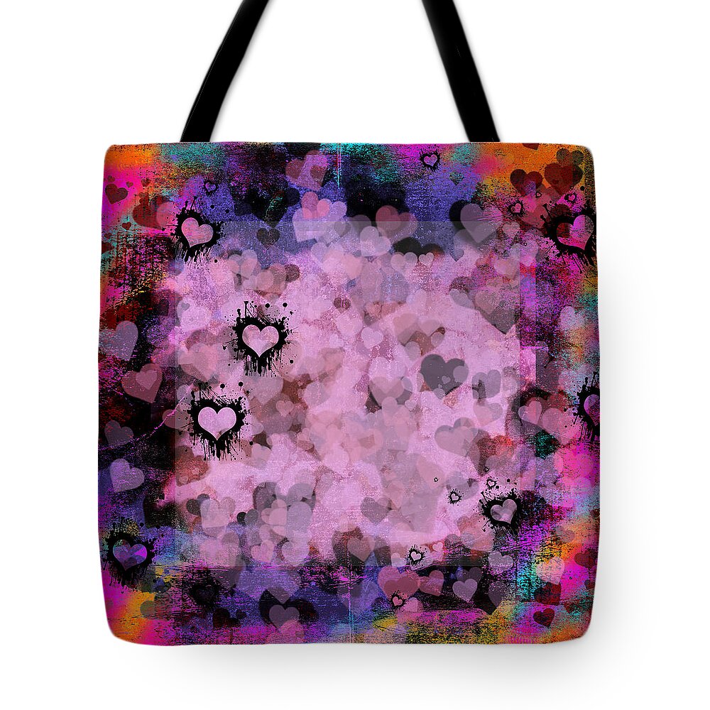 Pink Tote Bag featuring the mixed media Passionate Hearts II by Marianne Campolongo