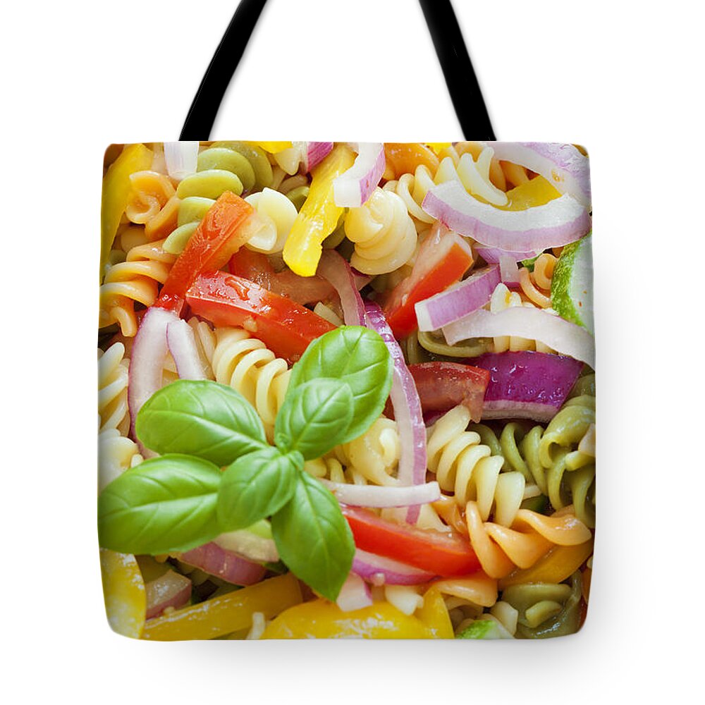 Pasta Tote Bag featuring the photograph Pasta salad by Alexey Stiop