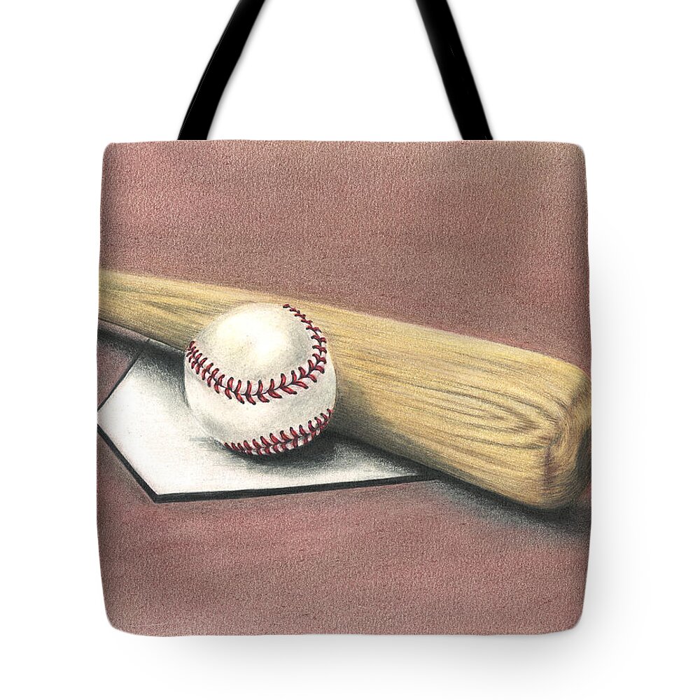 Sports Tote Bag featuring the drawing Pastime by Troy Levesque