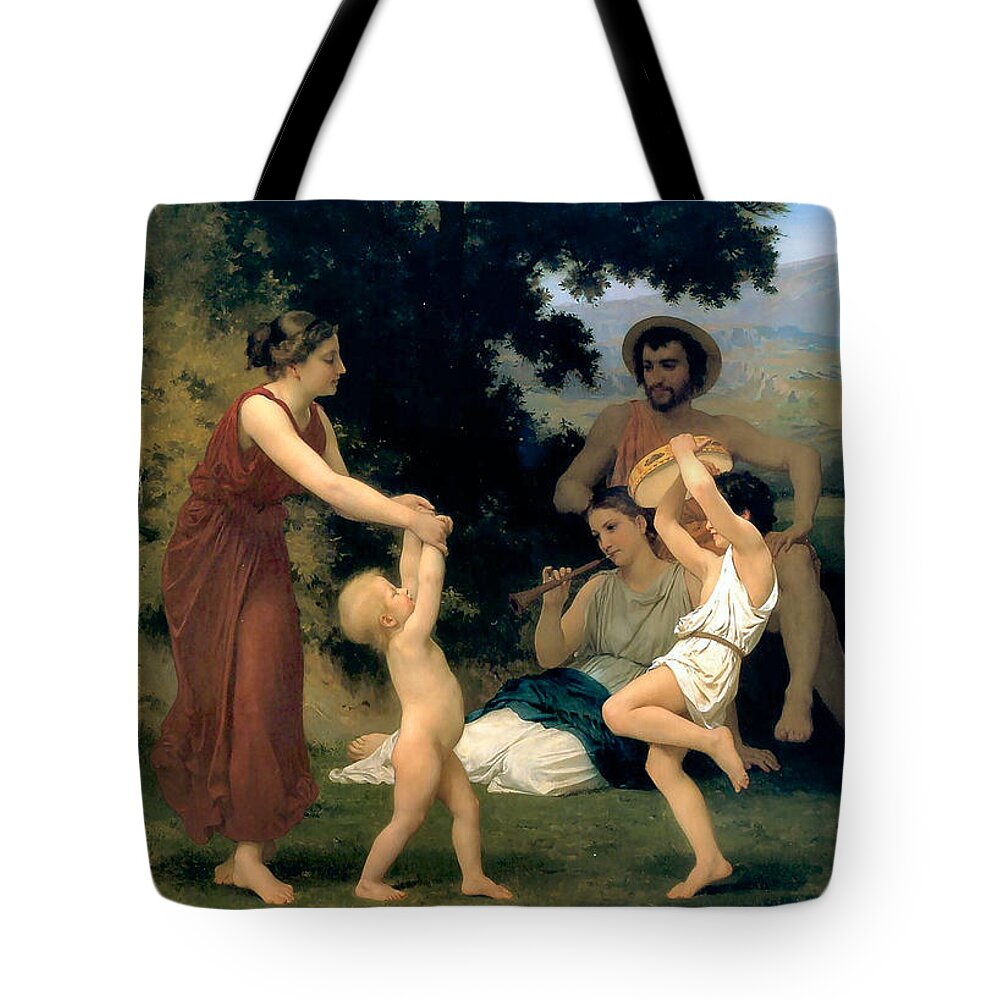 Pastoral Tote Bag featuring the digital art Pastoral by William Bouguereau
