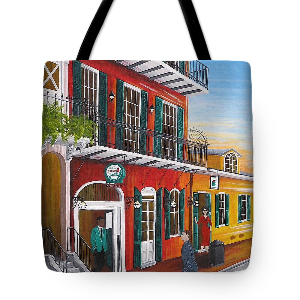New Orleans Tote Bag featuring the painting Pat O's Courtyard entrance by Valerie Carpenter