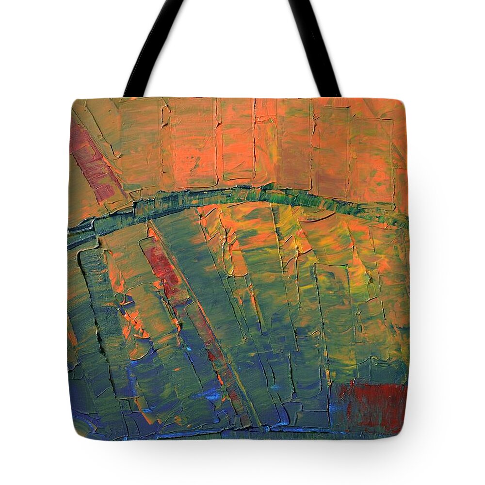 Abstract Painting Tote Bag featuring the painting Patches of Red by Linda Bailey