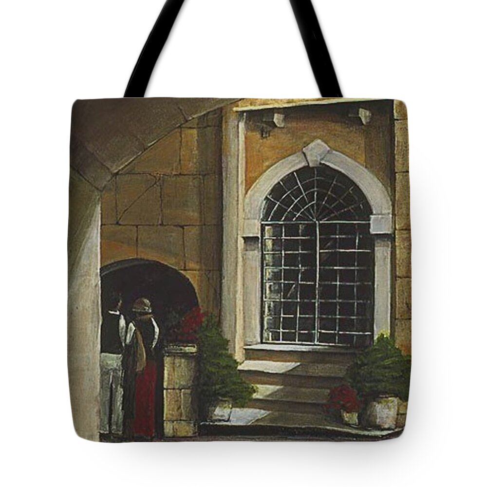Diane Strain Tote Bag featuring the painting Pause on a Venice Afternoon by Diane Strain