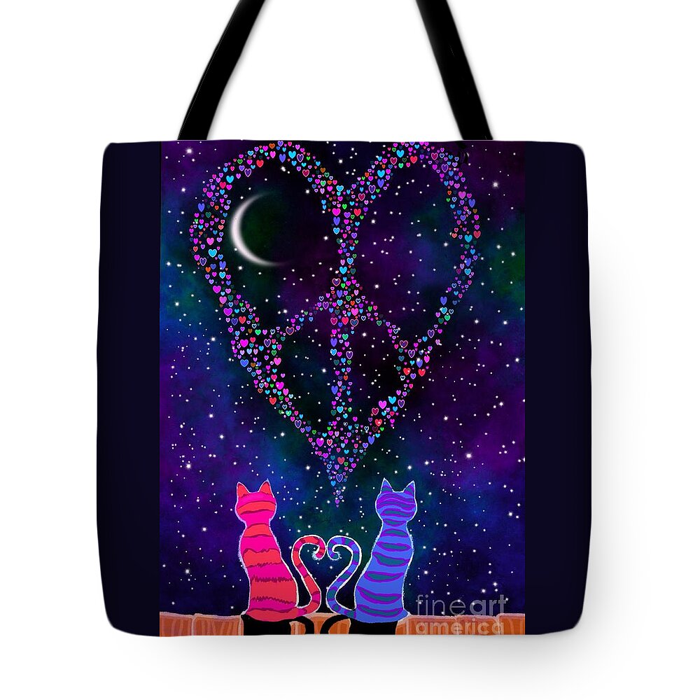 Peace Tote Bag featuring the painting Peace Heart Night by Nick Gustafson