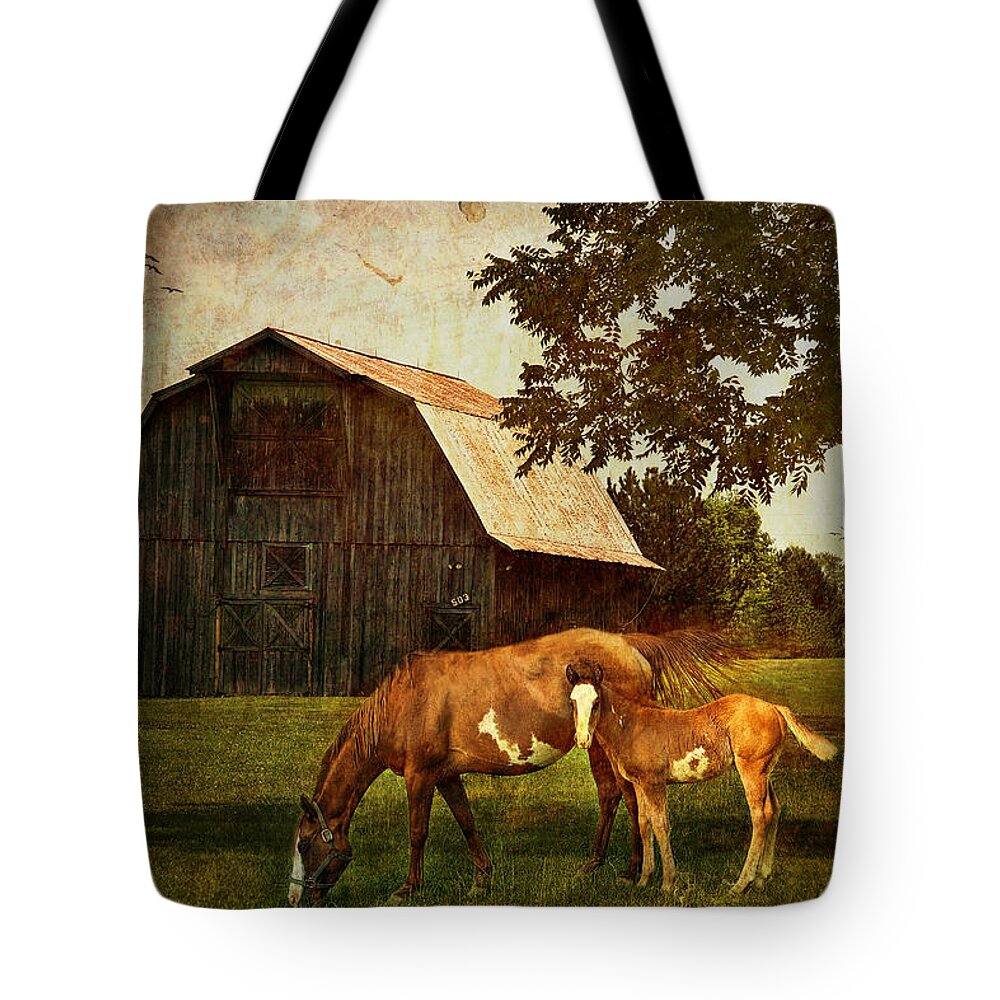 Rural Tote Bag featuring the digital art Peace of country living by Lianne Schneider