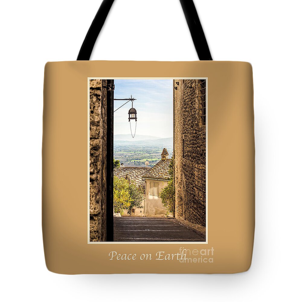 Italian Tote Bag featuring the photograph Peace on Earth with Valley Outside Assisi by Prints of Italy
