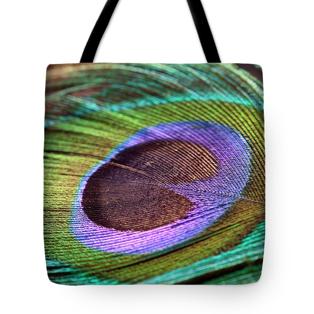 Fragility Tote Bag featuring the photograph Peacock Feather by Milind Torney