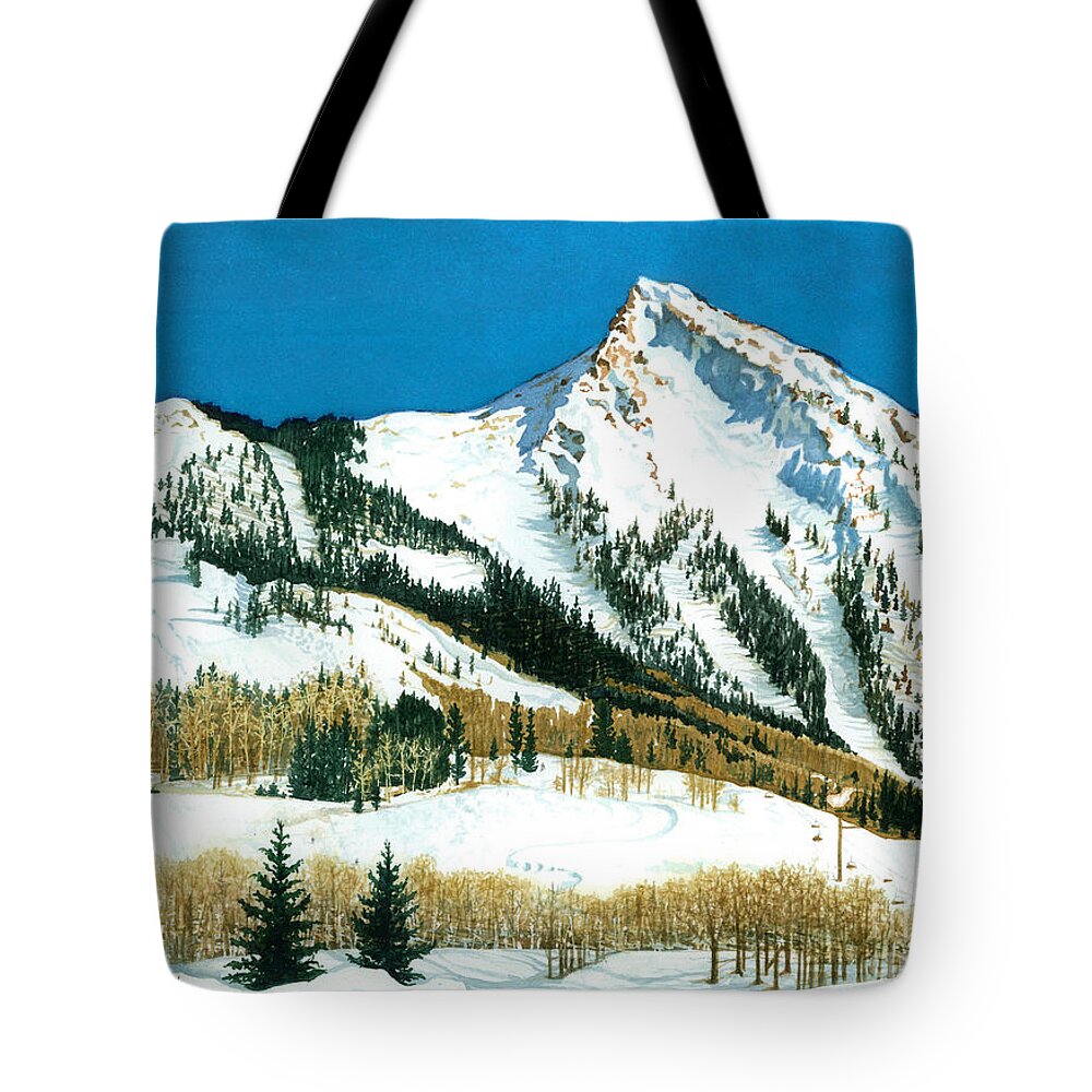 Water Color Paintings Tote Bag featuring the painting Peak Adventure by Barbara Jewell