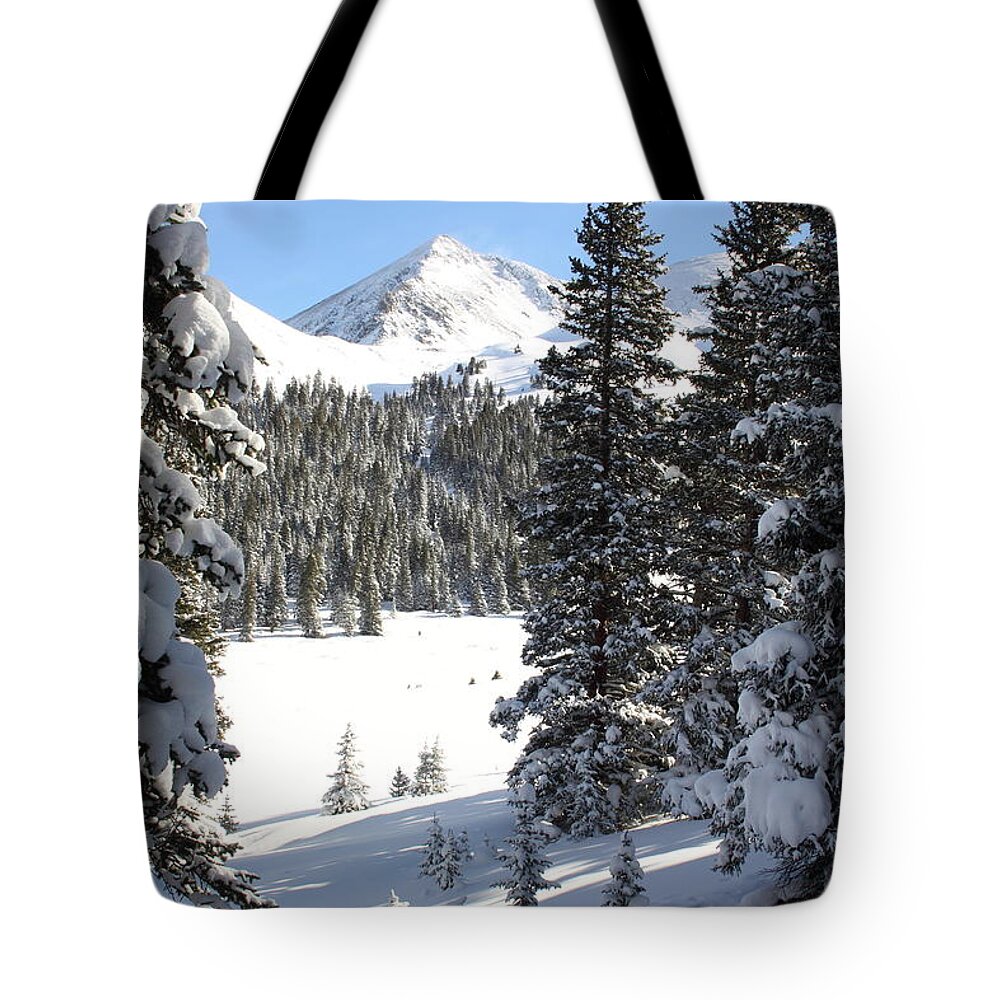 Colorado Tote Bag featuring the photograph Peak Peek by Eric Glaser