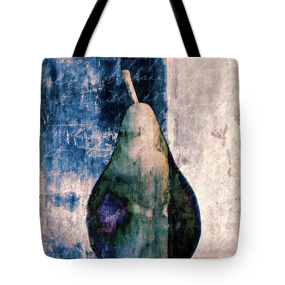 Pear Tote Bag featuring the photograph Pear in Blue by Carol Leigh