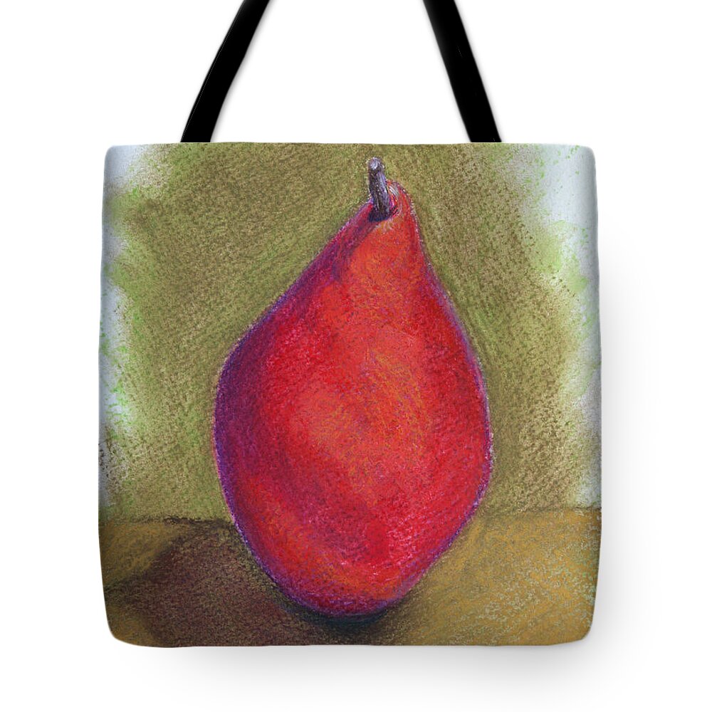 Red Pear Tote Bag featuring the pastel Pear Study 3 by Marna Edwards Flavell