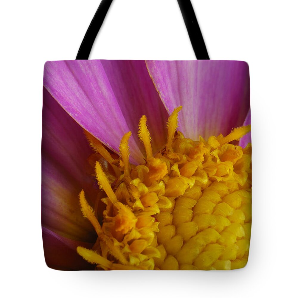 Macro Tote Bag featuring the photograph Pedal Burst by Arthur Fix